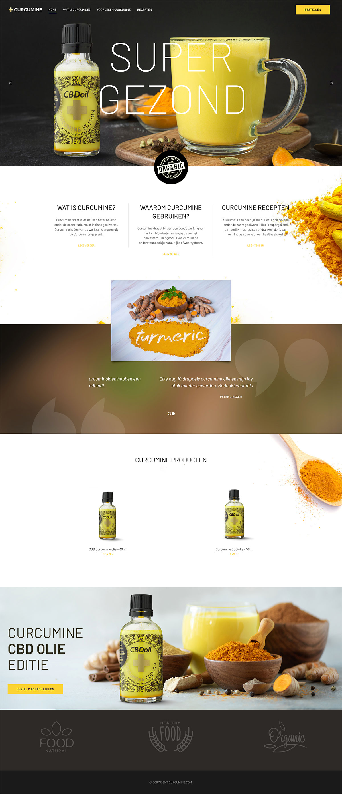 Curcumine webshop design and development